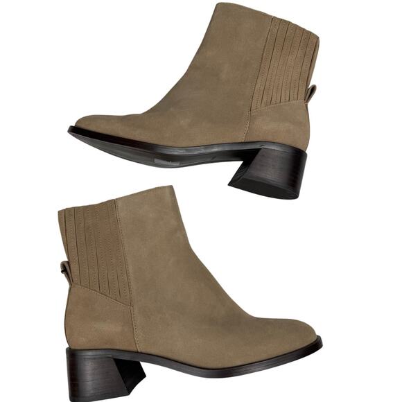 NWT Dolce Vita 100% Waterproof Suede Olive Linny Chelsea Heel Ankle Boots-8.5 - Picture 5 of 7